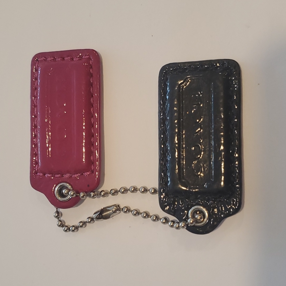 Small COACH PATENT LEATHER KEY FOB CHARM KEYCHAIN HANG TAG WRISTLET Bundle 2
